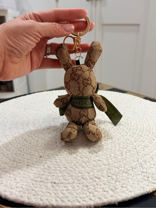 Keychain Bunny Plush Bag Charm Brown Logo Monogram Rabbit - NEW Purse Accessory main image 1